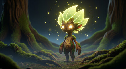 fantasy creatures resembling tree spirits or 