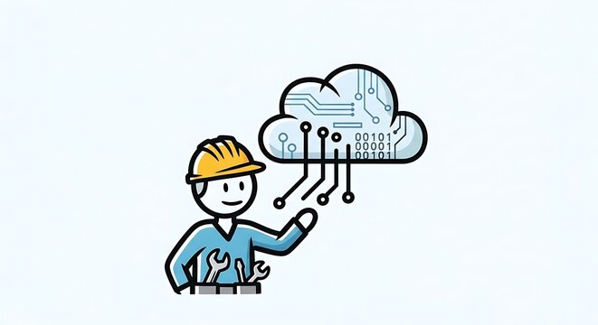 Cloud Computing Engineer with Tools and Hard Hat. - Powered by Adobe