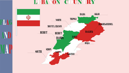 Very big size lebanon political map illustration