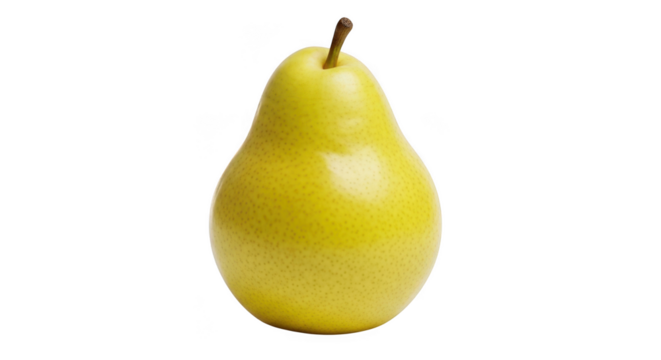 Bright yellow pear isolated against a deep black background for visual appeal transparent background