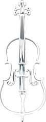 Simple black and white line art illustration of a cello.