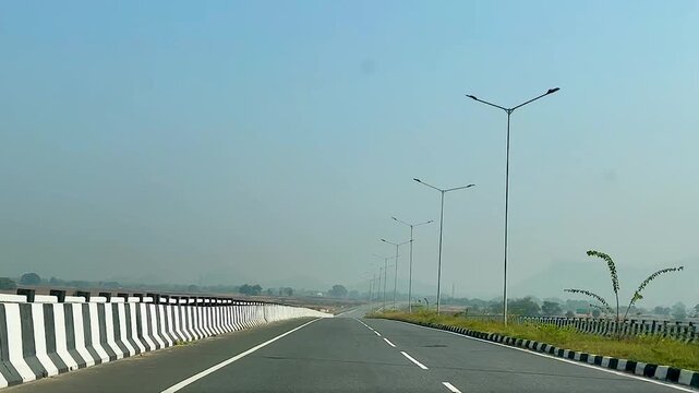 Empty highway on in the rural area of Jharkhand, India, rural road in Jharkhand, India, empty countryside highway