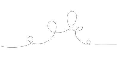 Minimalist swirl line divider ornament on white background forming elegant border for invitation card, poster and banner cover design. Decoration concept