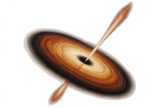 Black hole accretion disk with powerful jets ejecting plasma, cosmic singularity creating gravitational force fields, transparent background