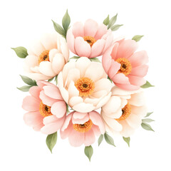 Naklejka premium Watercolor Peony Wedding Ceremony Decor Clipart with Blush, Dusty Rose, Ivory Florals and Transparent Background – Romantic Aisle and Arch Elements