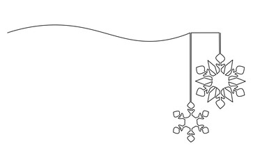 Continuous one line drawing of Snowflake set. Single line drawing illustration of Set blue snowflake icons collection. Winter season concept vector art. Doodle line illustration.