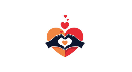 Two hands forming a heart shape with a colorful background heart symbolizing love charity and compassionate community support.