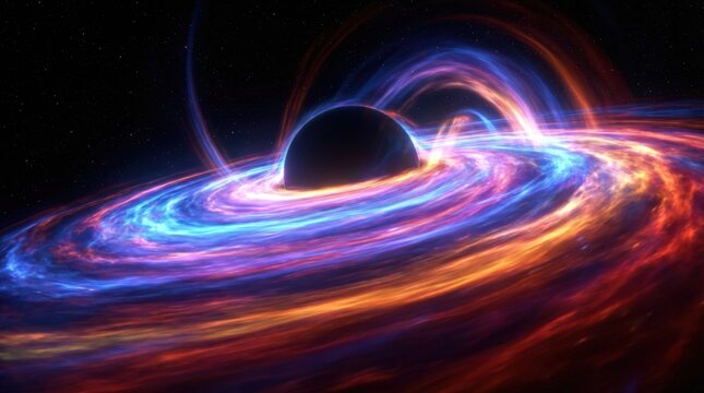 Stunning Black Hole with Accretion Disk in Deep Space.
