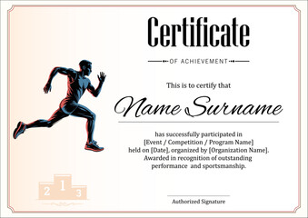 Participation Certificate for Running Events and Marathons