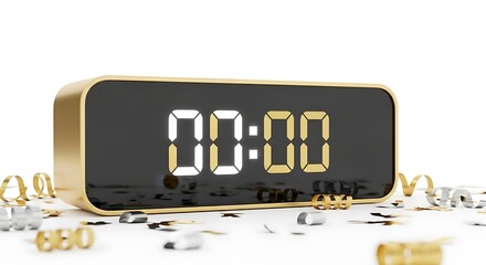 Digital Clock at Midnight Countdown Concept
