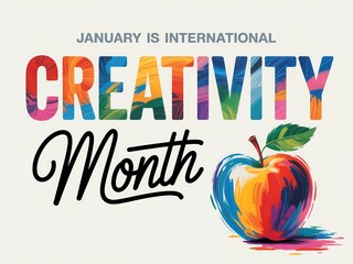 Celebrate international creativity month in january with a vibrant colorful apple illustration