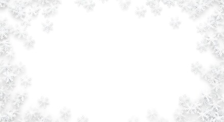 White winter snowflake frame background