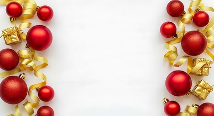 Christmas Ornaments and Ribbons Border