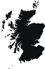 Scotland map silhouette black and white vector illustration of scottish territory