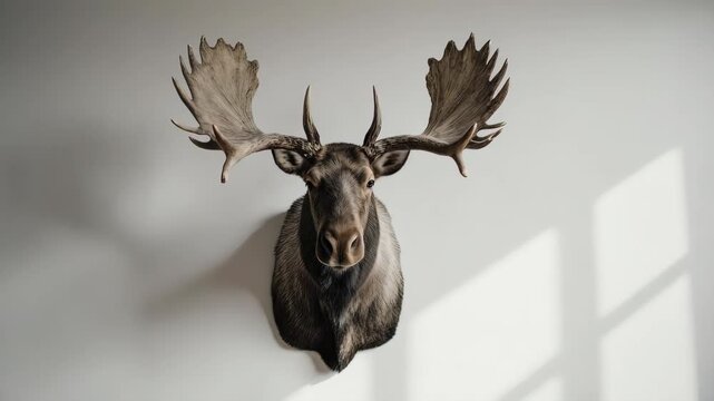 Majestic Moose Head Mount: Trophy Displayed on White Wall