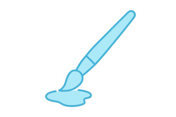 Paintbrush illustration with dripping paint symbolizing art, creativity, and drawing. Transparent background for versatile use