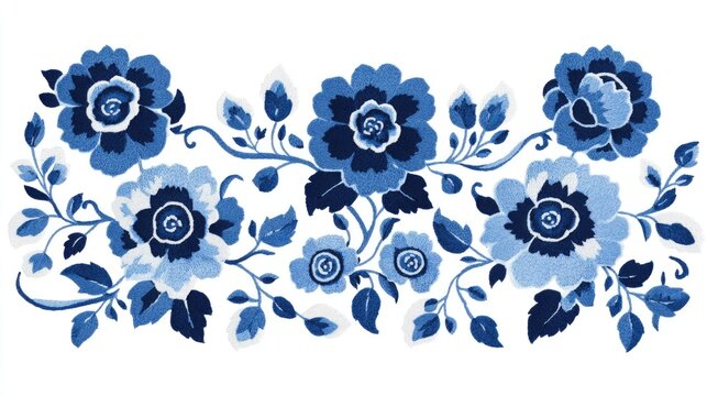 Embroidered flower background for textile and craft design.