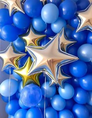 Golden Christmas stars with ribbon