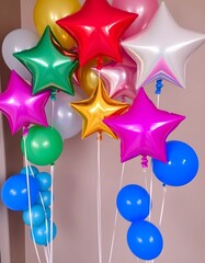 Golden Christmas stars with ribbon