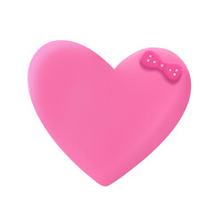 Cute pink heart with bow clipart.Adorable valentine icon.Sweet pink heart shaped cookie.Love symbol