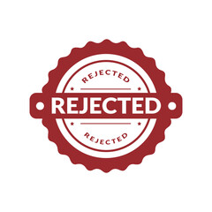 Rejected Stamp Seal Illustration of a Red Stamp Seal with the word REJECTED stamped on it