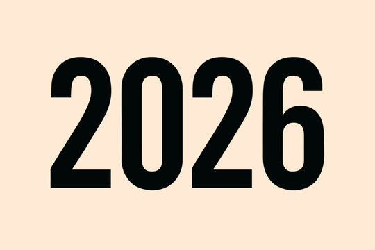 Minimalist 2026 Design. Minimalist '2026' New Year design showcasing bold, sans-serif numbers. The layout is clean and straightforward, with a strong emphasis on the. Vector illustration