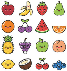 set of fruits and berries