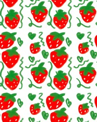 Simple Strawberry Doodle Seamless Print