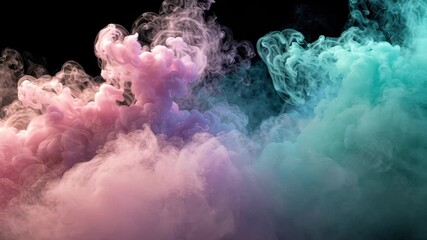 Pastel smoke cloud pink teal swirling abstract pink cloud teal cloud colored smoke vapor plume billowing plume soft texture fluid motion atmospheric - Powered by Adobe