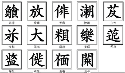 Chinese characters, traditional calligraphy, black ink writing, Asian language symbols, cultural art, educational learning resource, typography design, Mandarin script, heritage © Montaha Creatives