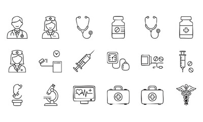 Solid Medical Icon Set – Doctor, Hospital, Healthcare, Treatment, Medicine & Clinic Vector Pack