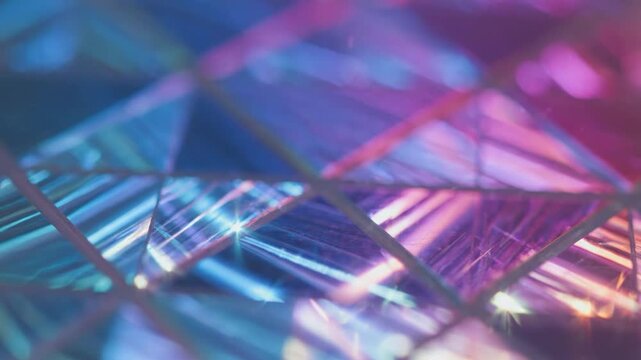 Abstract prism with refracted light creating a colorful geometric pattern