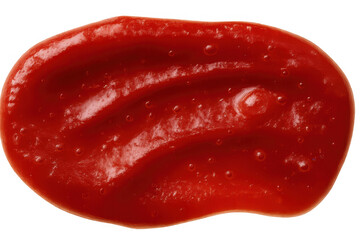 Ketchup sauce smear creating a delicious red blob with a savory texture on a transparent backdrop, ideal for food designs