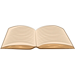 Open Book With Blank Pages and Text Lines Detail On A White Transparent Background
