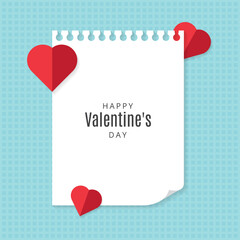 Happy Valentine's Day with heart and notepad background