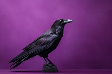 black crow on purple background