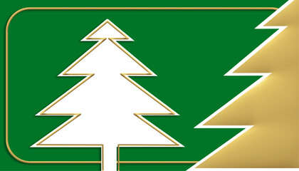 minimalist green and gold christmas card design with stylized tree