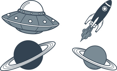 Set of space icons.