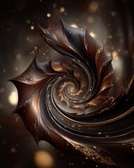 Intricate Spiral Design With Dark Brown And Gold Accents