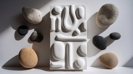 Abstract Geometric Design Panel With Stones