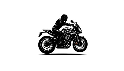 Obraz premium Motorcycle Rider Silhouette - Dynamic Black and White Illustration.