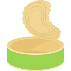 Open Empty Tin Can With Light Brown Interior And Green Exterior Minimalist Design Graphic Element Isolated On Transparent Background