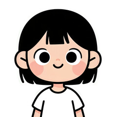 Obraz premium Cute Cartoon Child with Headphones Wearing Black Shirt