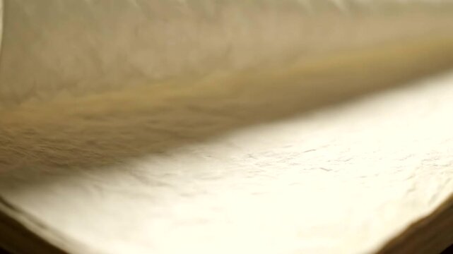 Delicate unveiling of a textured paper surface, revealing subtle details and rich materiality in