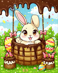 Lapin de pâques avec du chocolat 