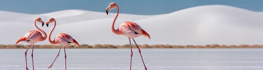 Pink Flamingos in a Salt Lake