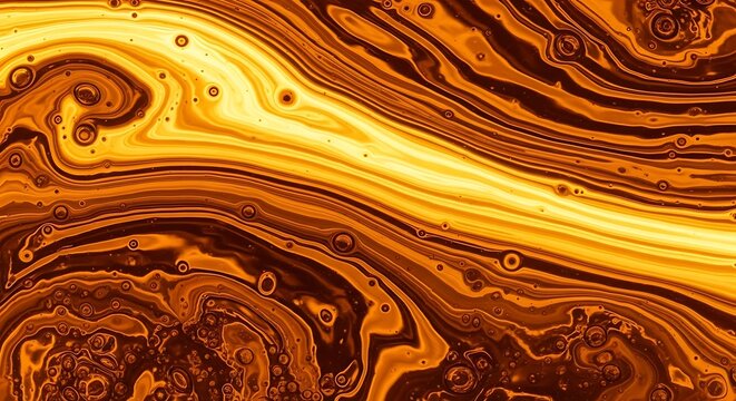 Abstract background texture of swirling molten gold and dark brown liquid, resembling marble or fluid art with dynamic flow and organic pattern