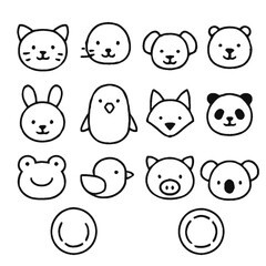 Minimal Animal Faces: 15 Icons + Templates