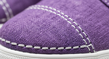 Close up of a purple canvas shoe