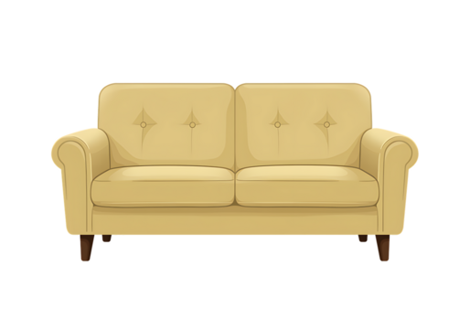 Comfortable Two Seater Sofa Vector Illustration Isolated on Black Background
